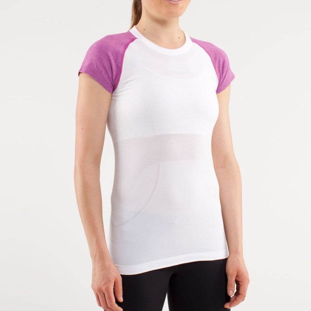 Lululemon Women's Run: Swiftly Tech Short Sleeve - White/Purple